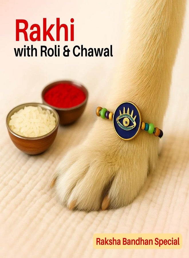 Sage Square Paw Bandhan Evil Eye Rakhi for Dogs, Cats & Small Pets | Celebrate Bonds of Love This Raksha Bandhan | Cute Rakhi with Beads | Gift for Pet Lovers & Furry Companions (Type 7) - Image 3